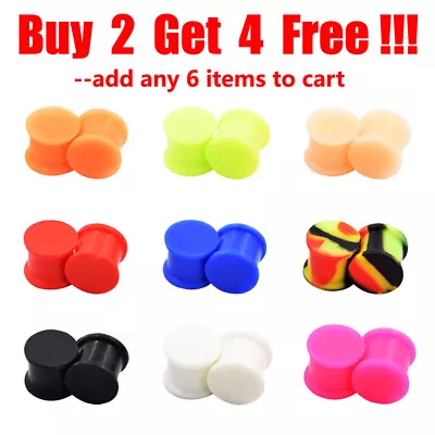 $3.59 • Buy PAIR-SOLID LARGE LIP Silicone Ear Skins-Ear Gauges-Soft Ear Plugs-Ear Tunnels