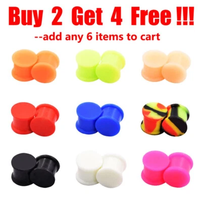 PAIR-SOLID LARGE LIP Silicone Ear Skins-Ear Gauges-Soft Ear Plugs-Ear Tunnels • $4.79