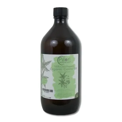 Castor Oil - 1 Litre 100% Pure Cold Pressed Organic Dark Amber Glass Bottle • £15.99