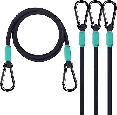 Small Bungee Cord With Hooks 12 Inch Black Heavy Duty Carabiners Style 4-Piece • $15.04