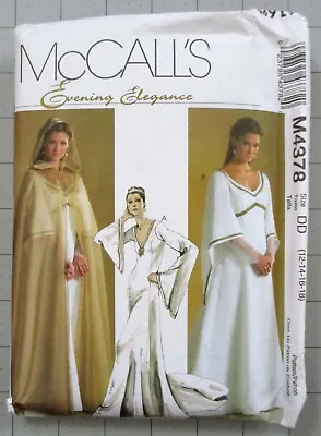 McCALLS 4378 12-18 Medieval Renaissance Wedding Dress Cloak LOTR COSTUME PATTERN • $7.99