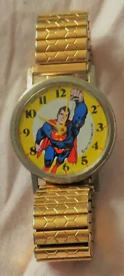 1977 Dabs & Co. DC Comics Superman Wrist Watch - Gold Stretch Band • $80