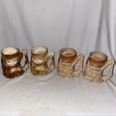 Set Of 4 Vintage Mccoy Art Pottery Davy Crockett Character Mugs • $49.99