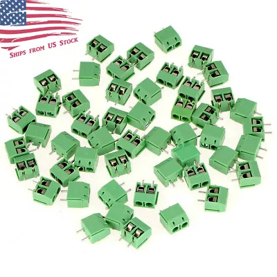 10 Pcs 2-Pin Screw Terminal Block Connector 5.08mm PCB Mount Green KF301-2P 10X • $5.69