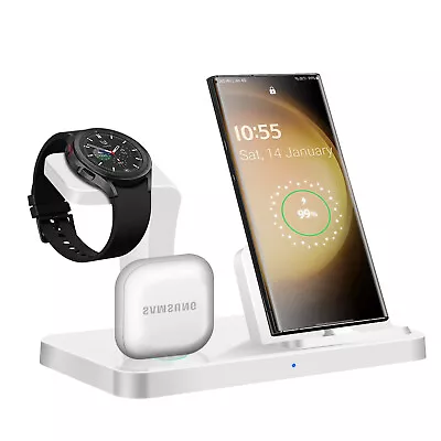 AU 3in1 Fast Charging Charge Dock Station For Samsung Galaxy Watch 5 Z Flip 4/3 • $27.99