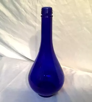 Cobalt Blue Glass ACQUA Della MADONNA 10 In. Teardrop Bottle Made In Italy • $14.99