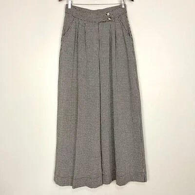 Free People Wide-Leg Pleated Houndstooth Trousers Women’s Size S Super High Rise • $59.99