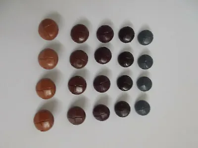 5 X Leather Look Buttons 15mm Football Plastic Shank Buttons 13 Shades   • £1