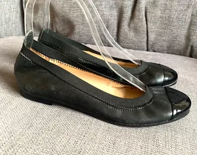 Elia B Ladies Shoes 4 Ballet Pumps Bananas  Black Leather Soft Easy To Wear • £14.99