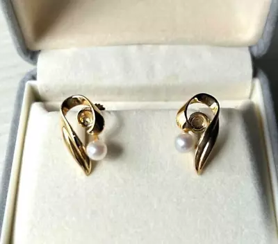 Auth MIKIMOTO Akoya Pearl 4mm Gold Earrings In Box Mint Japan • $288.80