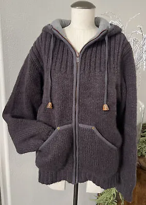 Komodo Made In Nepal Lined Wool Hand-knitted Full Zip Sweater Jacket Size XL • $139.99