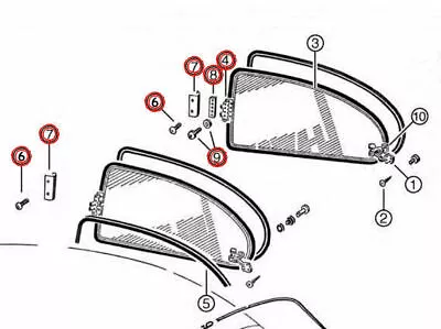 $55 • Buy Vw Type1 Bug Super Beetle '56-'77 Off White Popout Window Front Hinge Cover Set