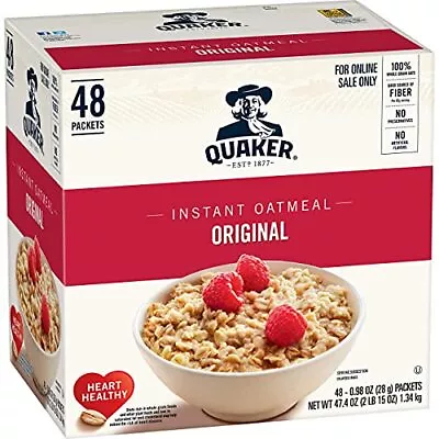 Quaker Instant Oatmeal Original Individual Packets 0.98 48ct Original  • $27.48