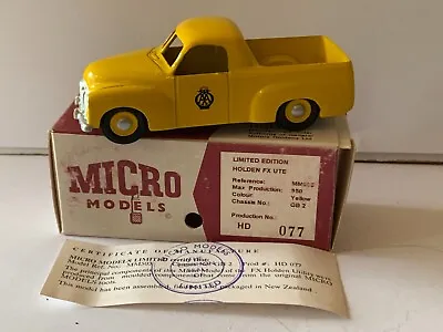 MICRO MODELS MM606 Holden FX Ute  AA  HD077 Yellow Ltd Ed 950 1:43 • $115