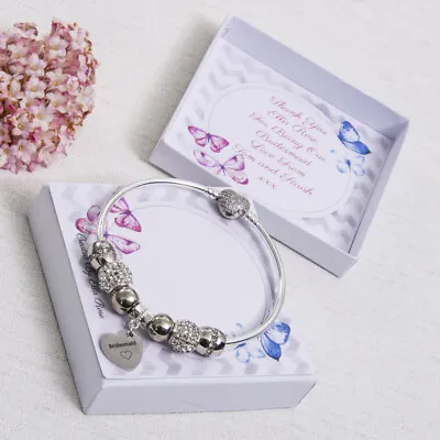 Bridesmaid Chief Bridesmaid Maid Of Honour Gift Charm Bracelet Wedding Keepsake • £14