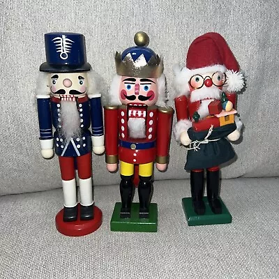 Vintage Lot Of 3 Wooden 10” Nutcracker Lot Of 3 Gift Craft Collection Christmas • $31.49