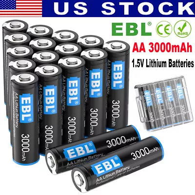 Lot EBL 3000mAh 1.5V AA Lithium Batteries Constant Volt Double A Battery USA • $11.79