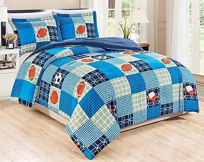 3-Piece Full Size (Double Bed) Sports Themed Comforter Set Soft Down Alternative • $110.15