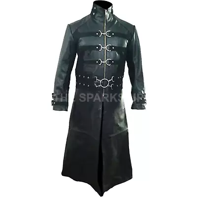 Menes Gothic Steampunk Style Van Helsing Party Wear Genuine Leather Trench Coat • $189.63