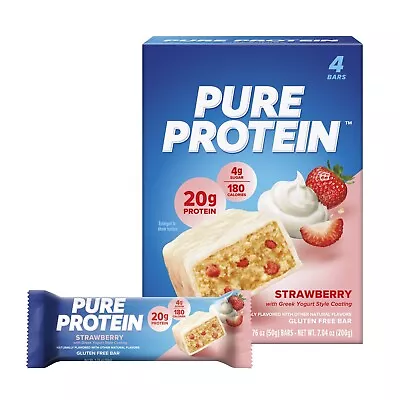 Pure Protein Bars Strawberry Greek Yogurt 20g Protein 1.76 Oz 4 Ct • $11.90