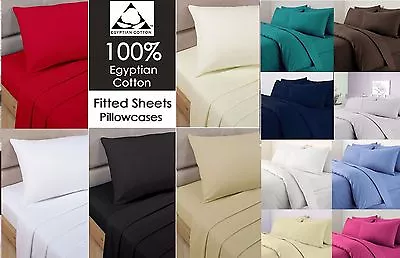 Hotel Quality100% Egyptian Cotton 200TC Fitted Sheet Single 4ft Small Doubl King • £3.99