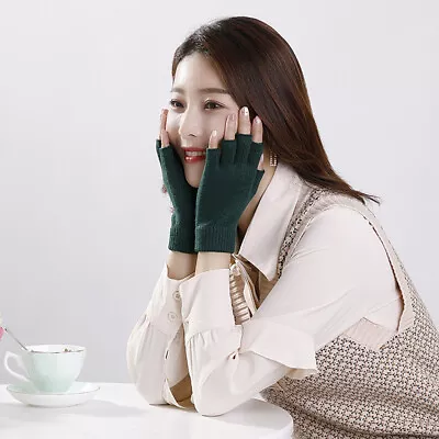 New Pure Cashmere Wool Gloves Man Women Half Finger Fingerless Gloves Mittens • $5.33