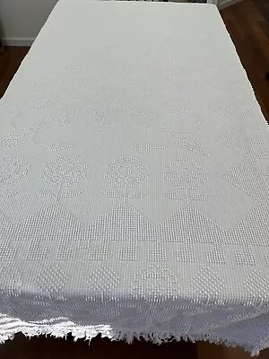 Vintage Bates George Washington's Choice White Hobnail Cotton Bedspread 105x75 • $40