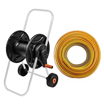 Garden Watering 60m Capacity Hose Cart+ 97ft  Quality Yellow Garden Hose • £38.99