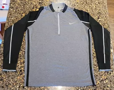 Nike Golf Men's Engineered 1/4 Zip Pullover Dri-Fit Gray/Black Sz L Standard Fit • $29.99