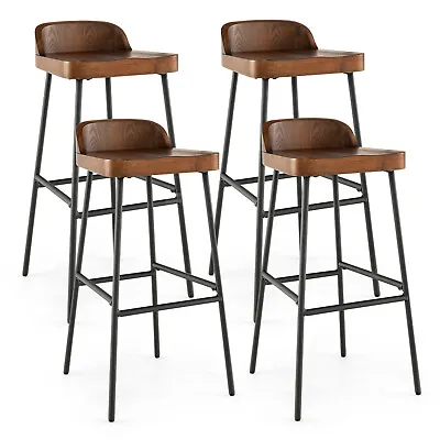 Set Of 4 Industrial 29  Bar Stool Bar Height Saddle Seat Kitchen Stool Low Back • $189.99