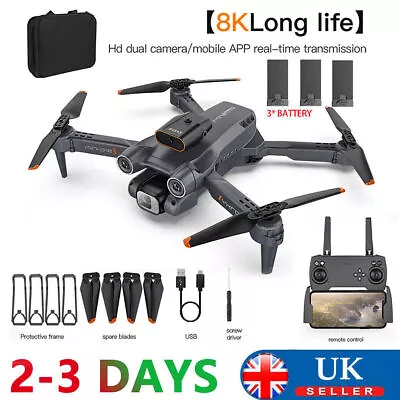Quadcopter Drone RC Drones Pro 8K HD Camera GPS WIFI FPV Real-Time Transmission • £27.99