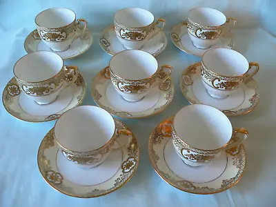 £39.99 • Buy Beautiful Set Of 8 Vintage NORITAKE Gold Decorated Cups & Saucers-Pattern 44318