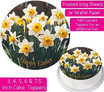 Easter Daffodils Edible Wafer & Icing Cake Toppers Decor Party Flowers Spring • £6.75