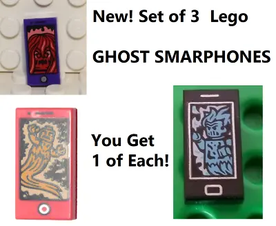 New! Lego GHOST Set Of 3 Cell Phones SMARTPHONE On Screen Minifigure TERROR • $6.42