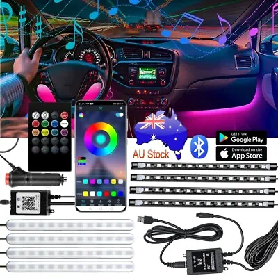 48 LED Car Interior Footwell Light Music Bluetooth APP Control RGB Strip Caravan • $13.99