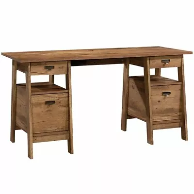 Sauder Trestle Executive Desk In Vintage Oak • $301.70