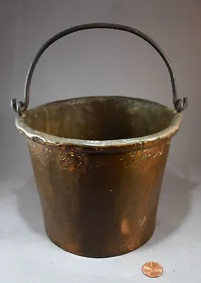 Heavy Antique Copper & Iron Pail Bucket Hand-made Blacksmith Primitive Wrought • $49.99
