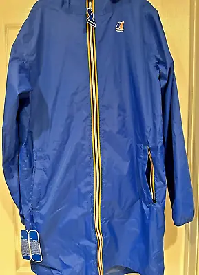 NWT K-Way Long Hooded Zip-Up Anorak Sz. Small Royal Blue Marine • $99