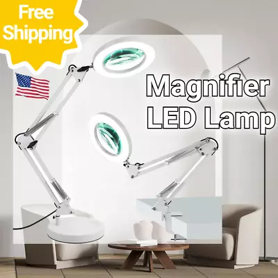 10X Magnifying Glass Desk Light Magnifier LED Lamp Reading Lamp With Base& Clamp • $23.39