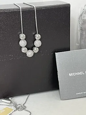Michael Kors Ladies Silver Plated Brilliance Necklace MKJ5523040 BNIB • £99.99