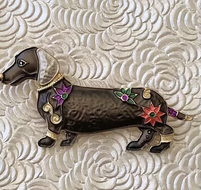 Dachshund  Vintage Style Brooch Enamel On Metal • $16.98