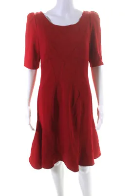 $38.01 • Buy Z Spoke Zac Posen Womens Puff Sleeve Red Crew Neck Fit & Flare Dress Size 10