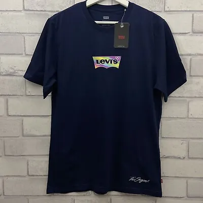 Levi's Original Tee Crew Neck T-Shirt  XL Men's Batwing Graphic Top BNWT Navy • £12.99