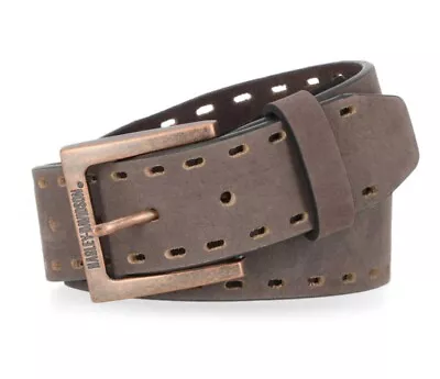 Harley Davidson Mens Perforated Edge Leather Belt Antique Finish BMM025/30 • $62.95