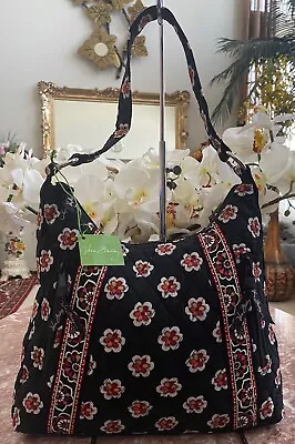 Nwt Vera Bradley Lisa B Pirouette Quilted Black Floral Medium Hobo Bag • $59.49