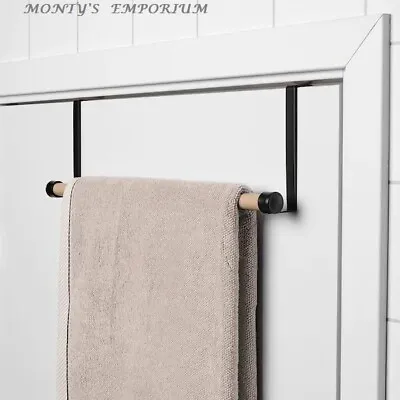 £10.55 • Buy IKEA Over Door Towel Rail LILLASJON Black Metal/Wood Bathroom/Bedroom 