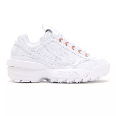 FILA Women's Disruptor 2 Exp Pierced White/White/Rose Gold Sneakers 5XM01799-136 • $47