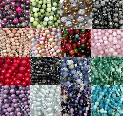 SEMI PRECIOUS GEMSTONE BEADS JEWELLERY MAKING ROUND NATURAL STONE 6/8/10mm 1465 • £2.89