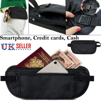 £3.49 • Buy Discreet Money Bag Waist Belt Travel Bum Bag Fanny Pack Holiday Festival Pouch