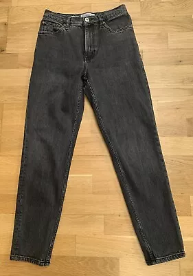 Mango Black High Waisted Ankle Grazer Mom Jeans With Stretch Size 8 • £6.50
